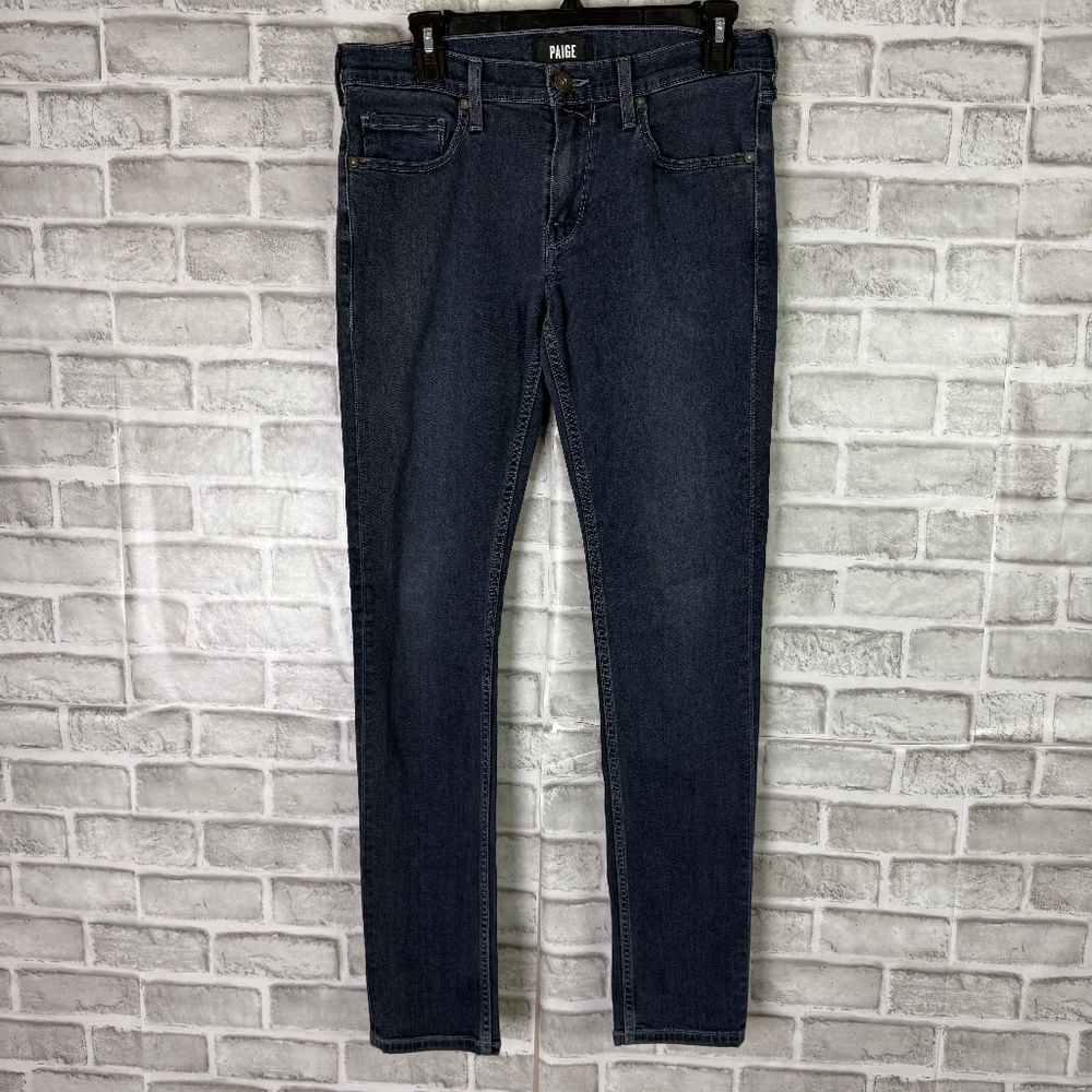 PAIGE Croft BEAU Blue Dark Wash Ultra Stretch Denim Skinny Jeans Womens 31 x 31